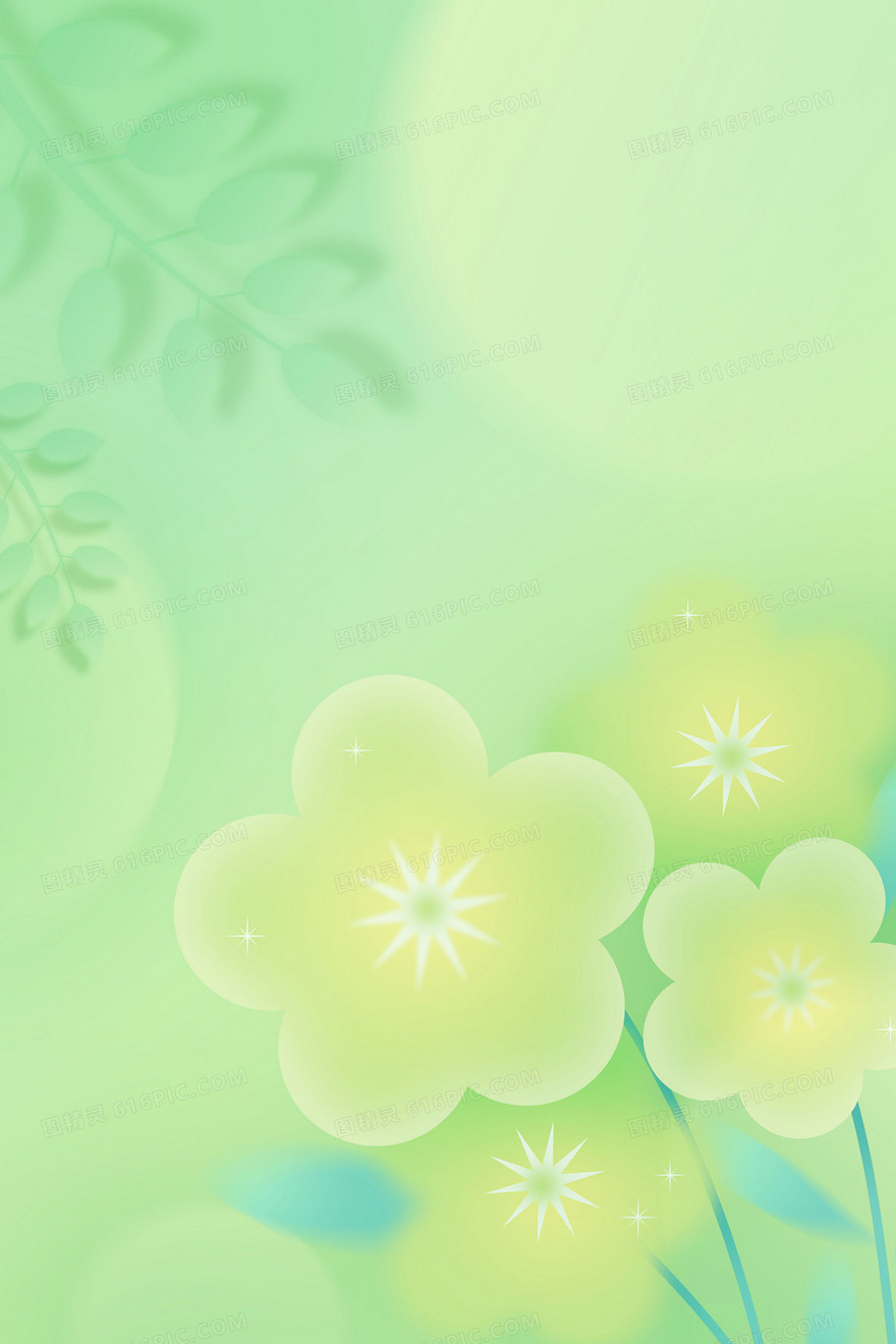 绿色花卉弥散风小清新肌理背景