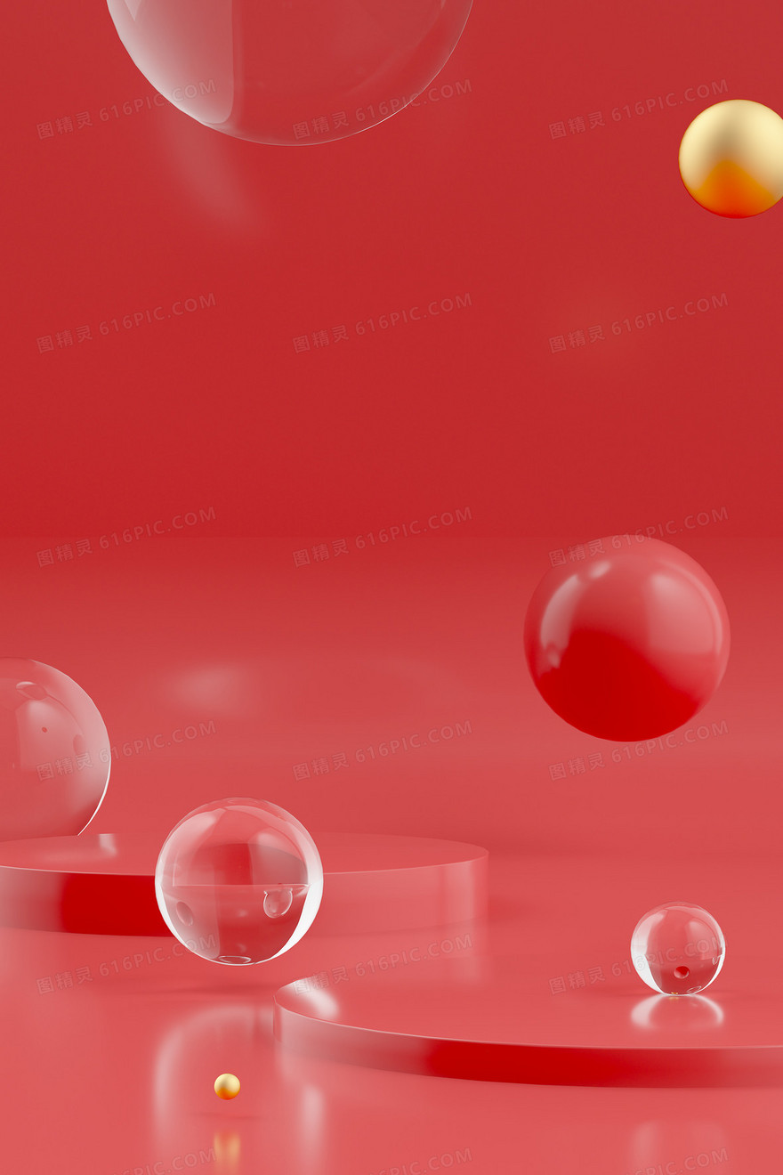 红金c4d立体龙年中国风 背景
