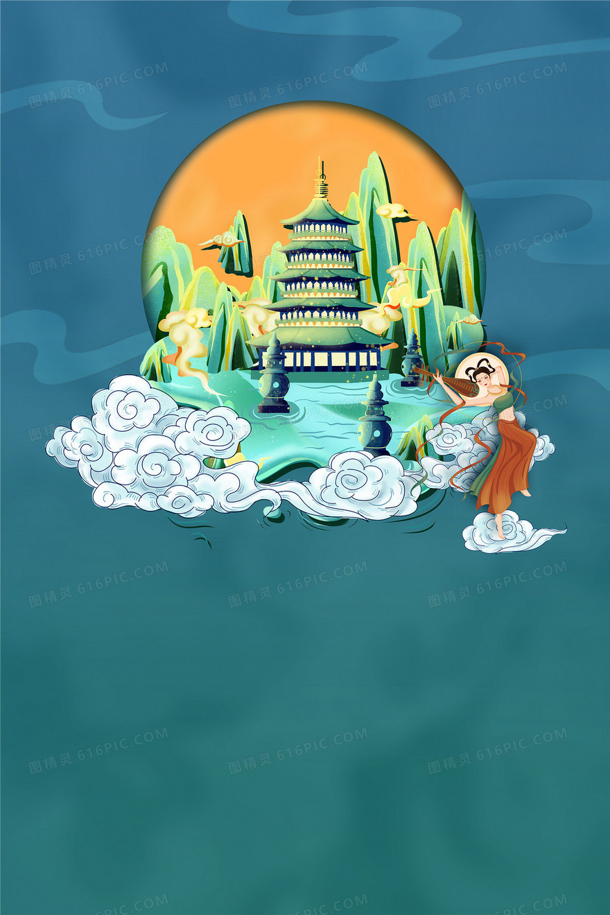 国潮中国风地标中国旅游背景