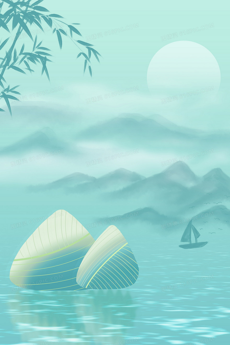 水墨质感粽子端午节背景