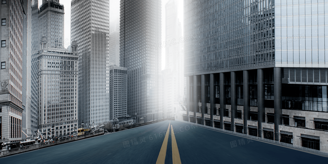 摄影图城市公路创意合成背景