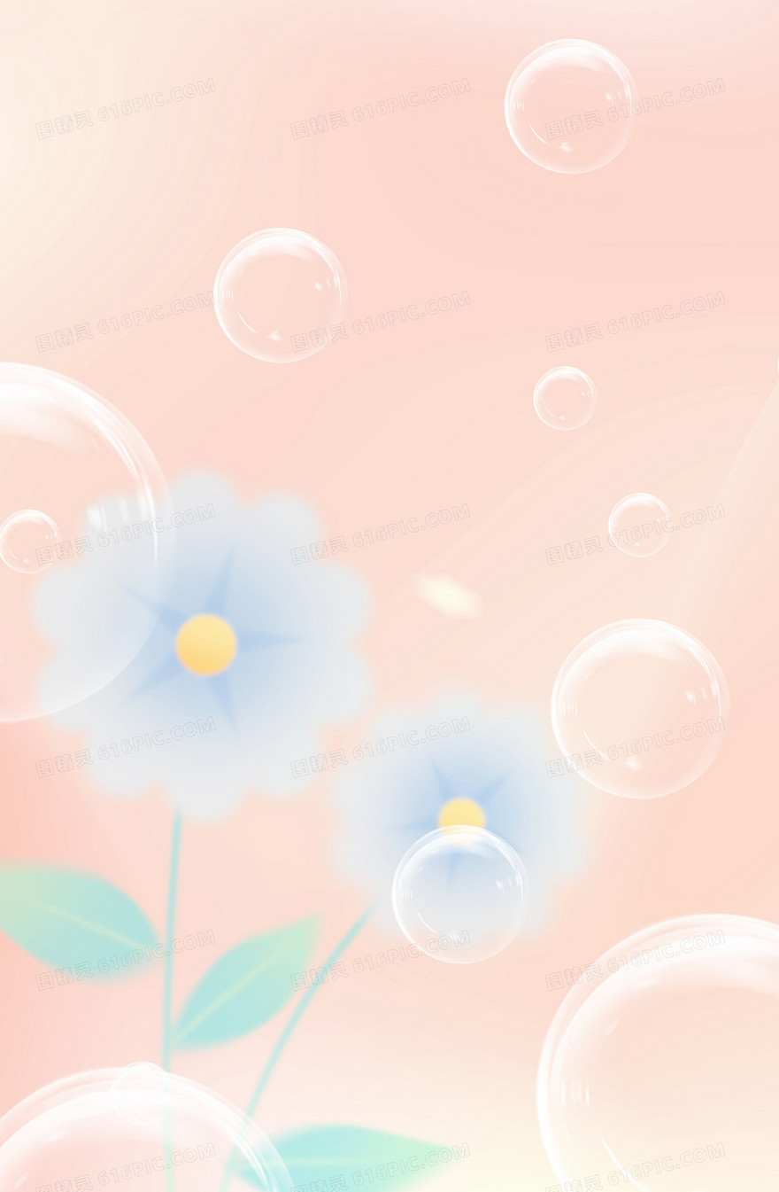 粉色花朵唯美气泡纹理背景