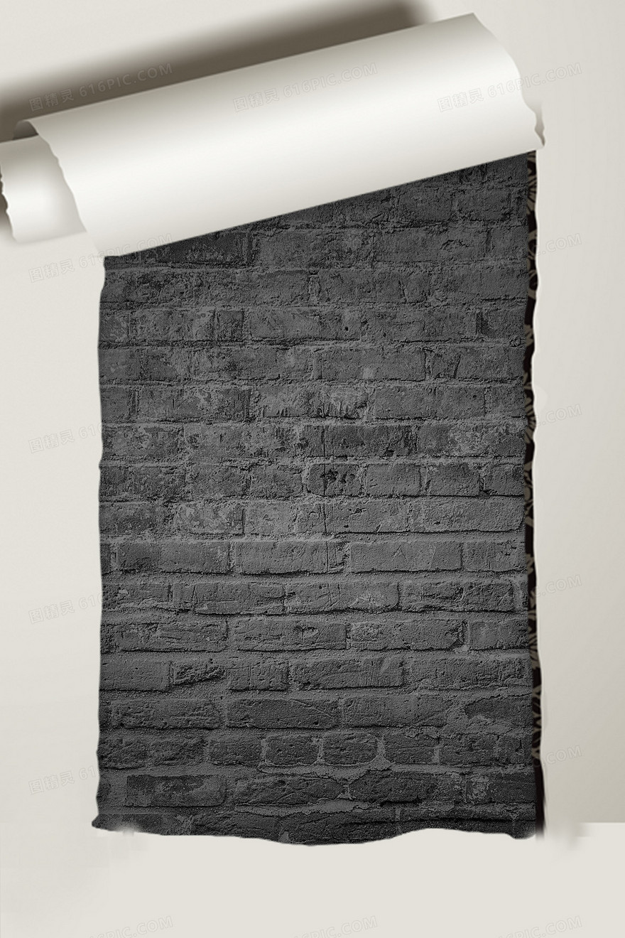 黑白撕纸风肌理砖墙背景