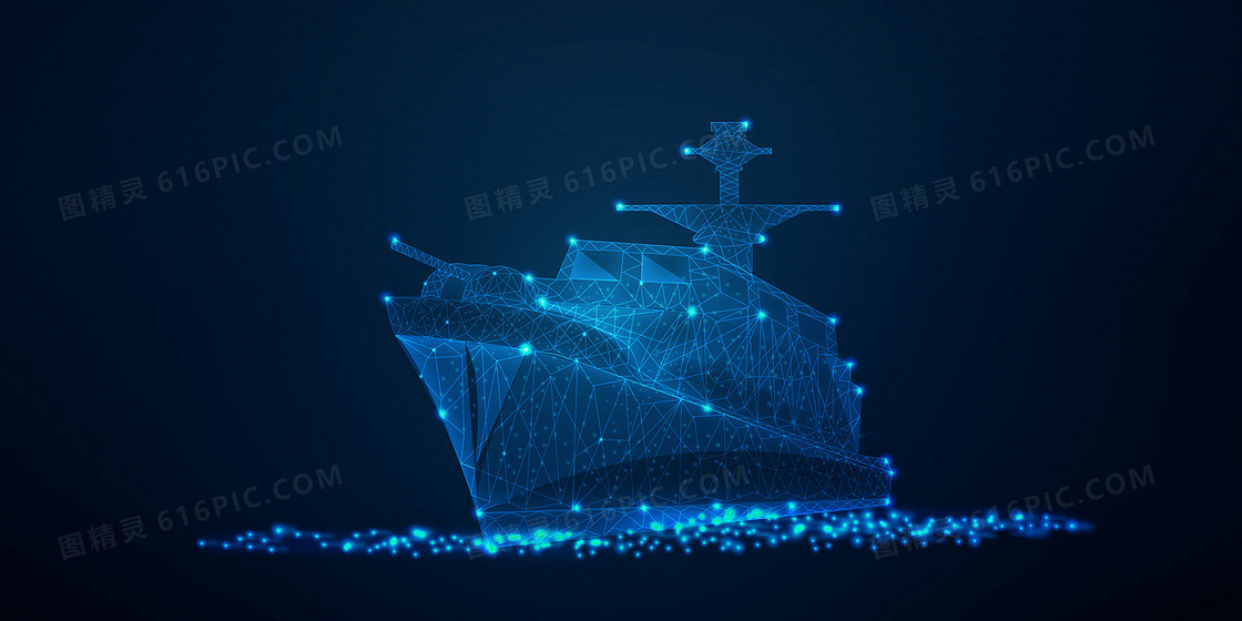 中国航海日科技风轮船科技感背景
