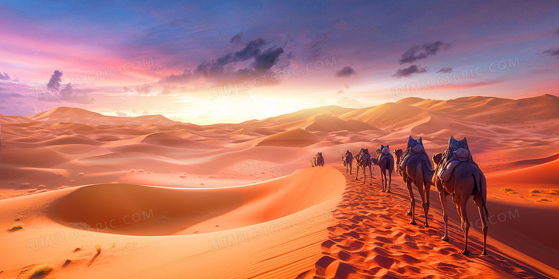 沙漠丝绸之路骆驼摄影图合成背景