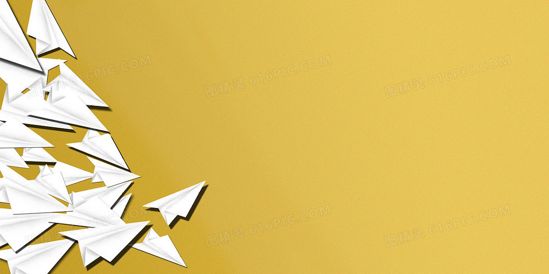 黄色手绘纸飞机合成背景