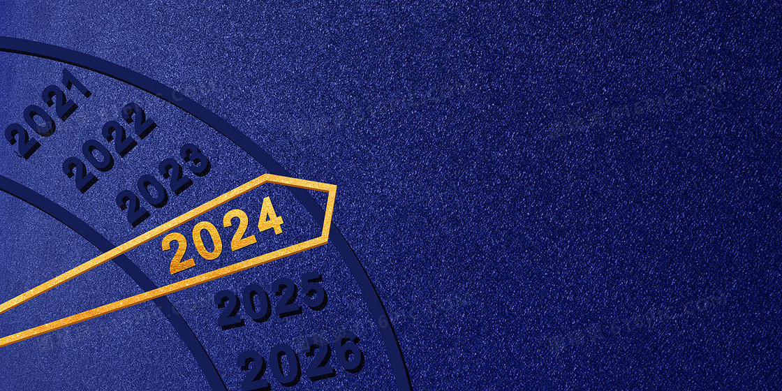 蓝色大气2024跨年表盘新年背景