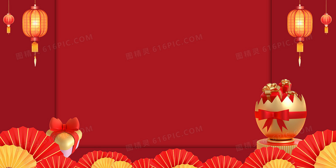 电商礼盒创意中国红背景