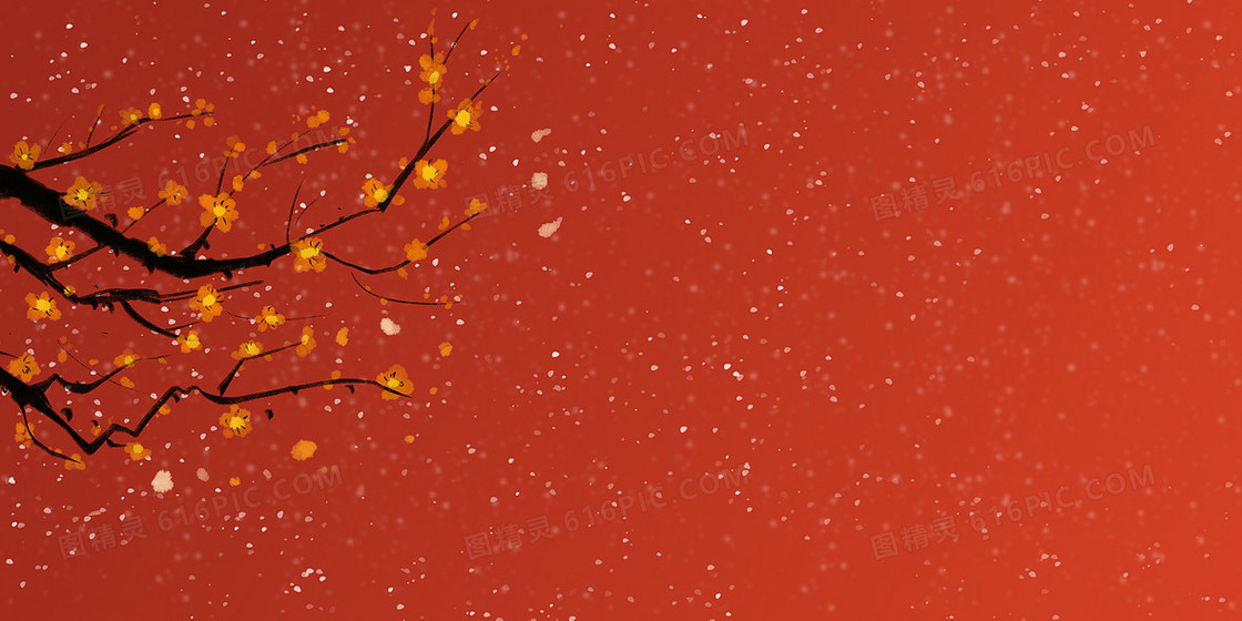 红色质感冬梅背景