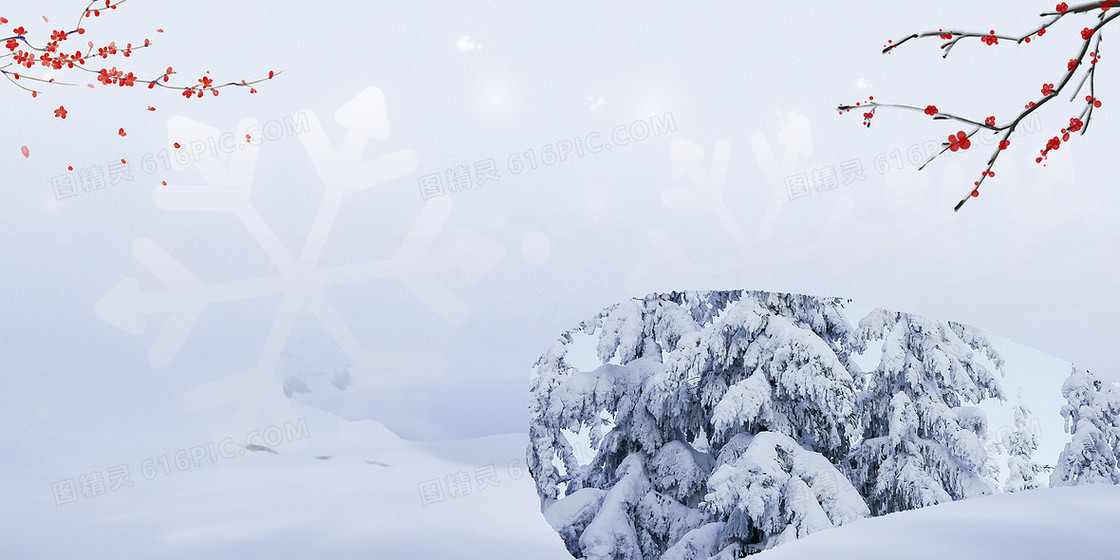 传统古风冬季下雪合成背景