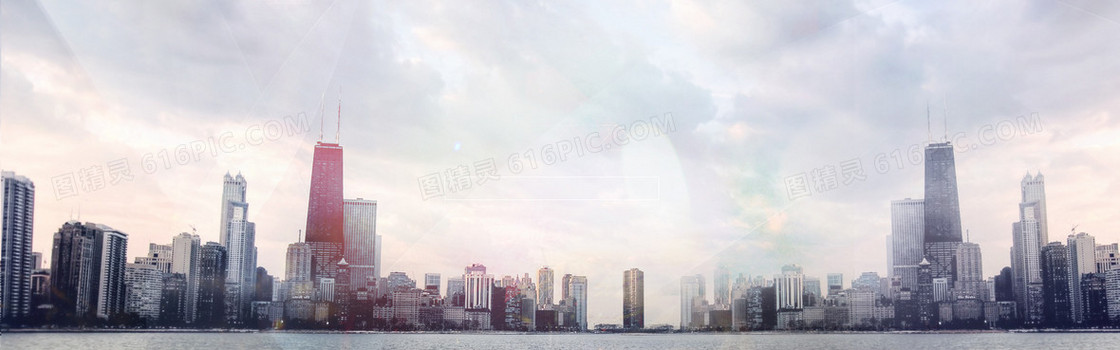 唯美清新现代都市海报背景