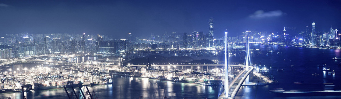 香港夜景banner创意设计
