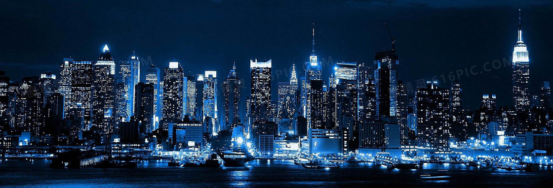 酷炫建筑夜景banner背景