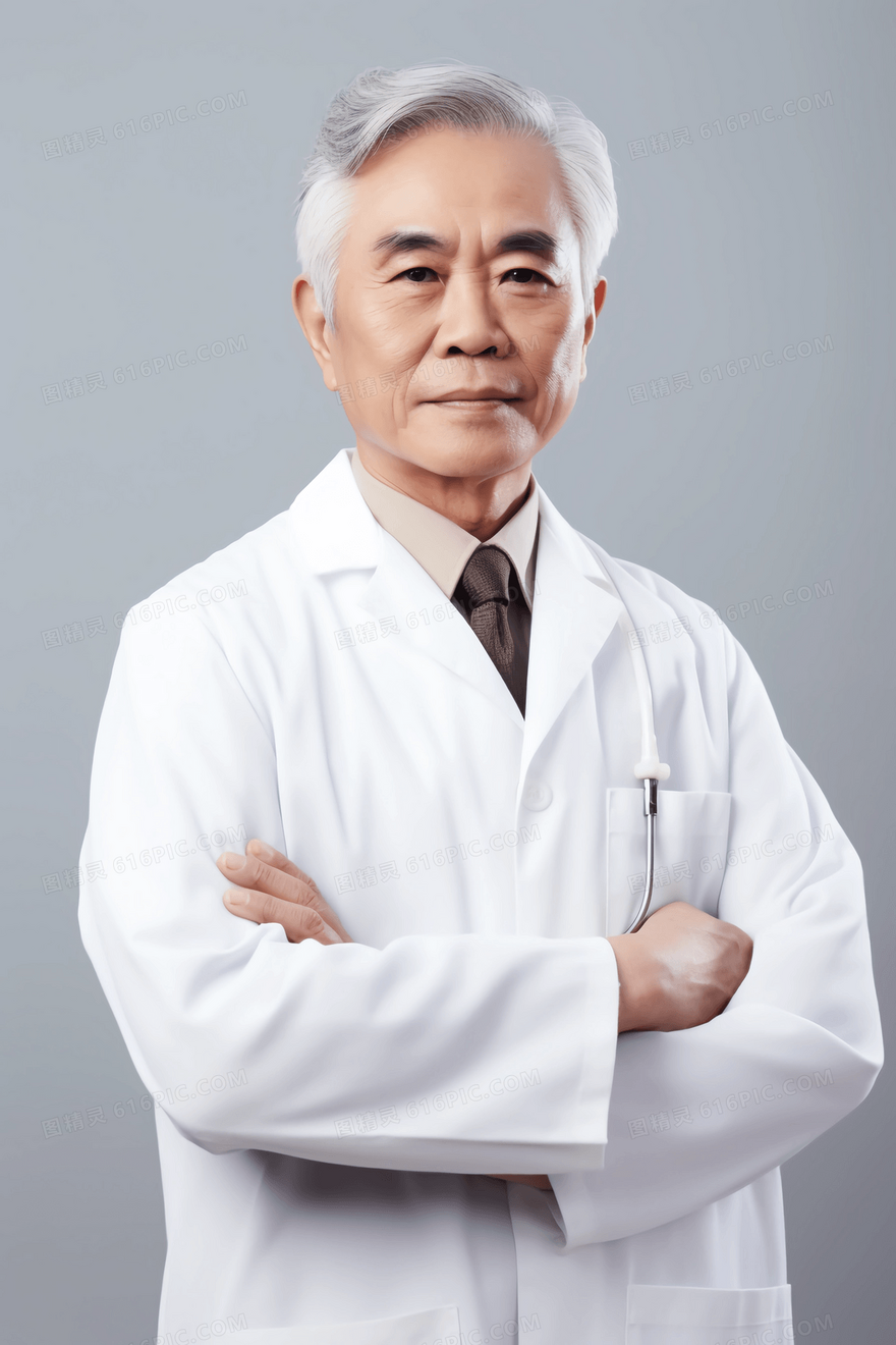 医生穿着白色制服自信微笑形象照