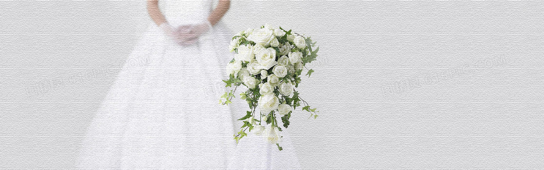唯美白色婚纱花朵海报背景