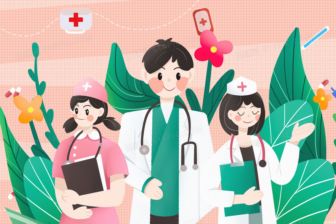 护士节医师节医疗宣传卡通人物插画