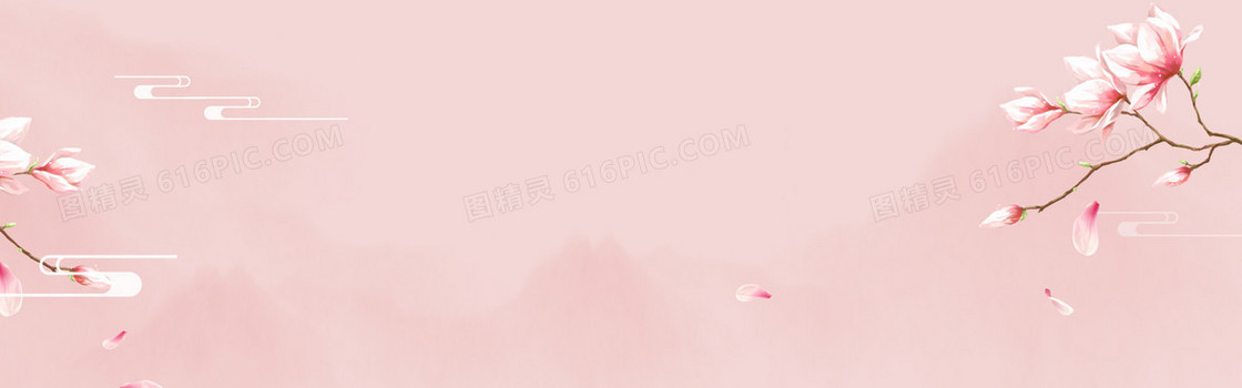 春天中国风浪漫粉色电商海报背景