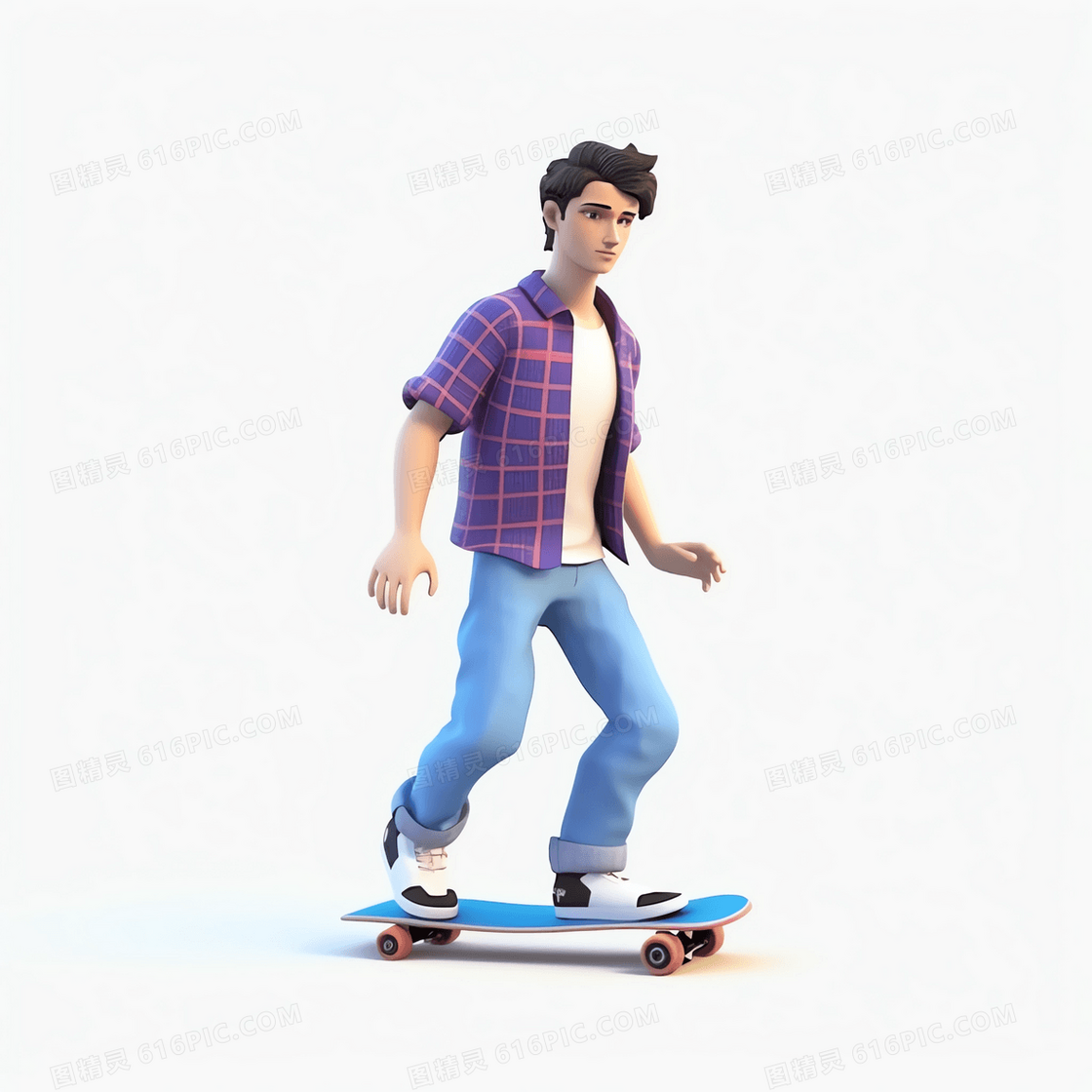 玩滑板的帅气男孩3D模型