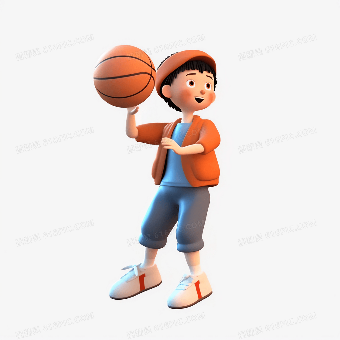 运动3D可爱男孩在准备投球
