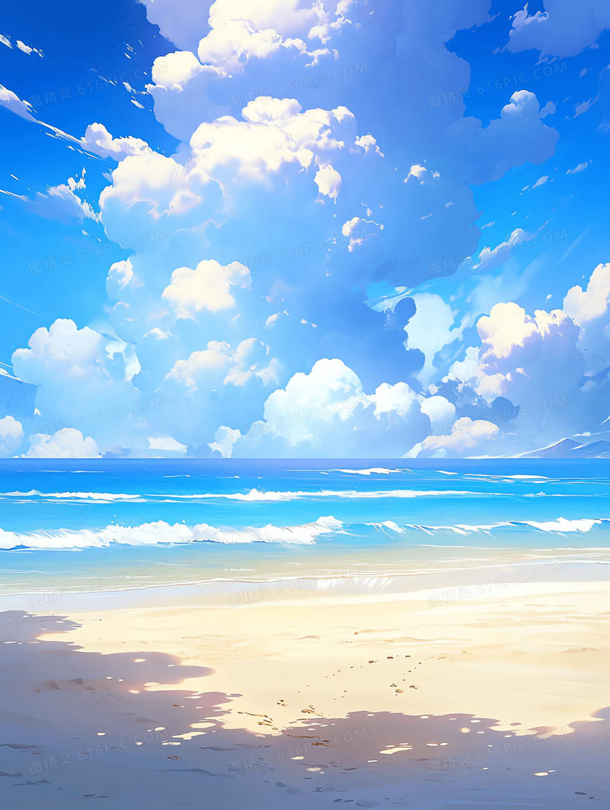 碧海蓝天和金色的沙滩