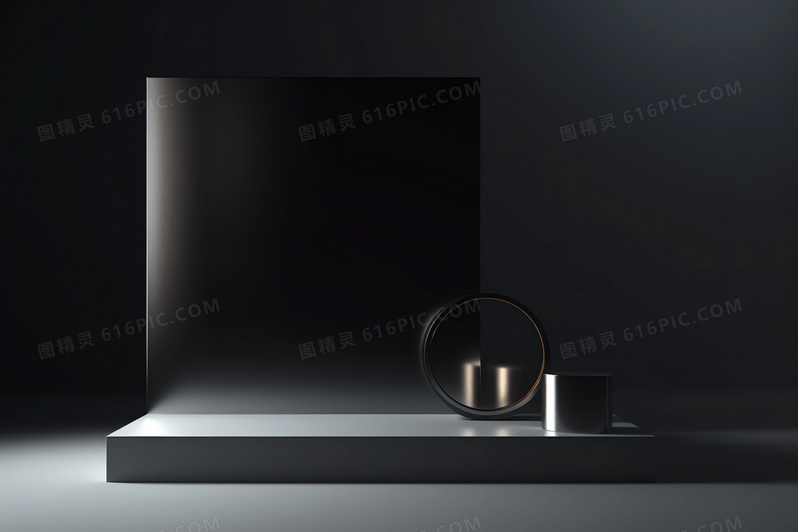 大气黑色金属质感电商展台C4D模型背景
