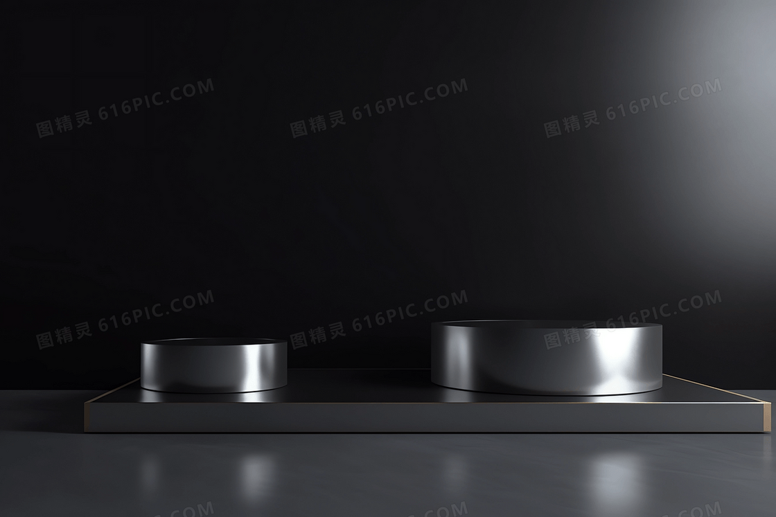 商务风大气金属质感电商展台C4D模型背景