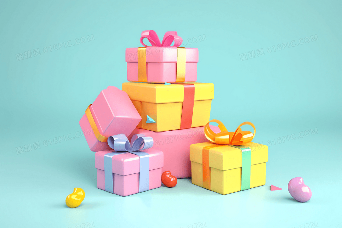 彩色糖果和多彩的礼盒C4D模型