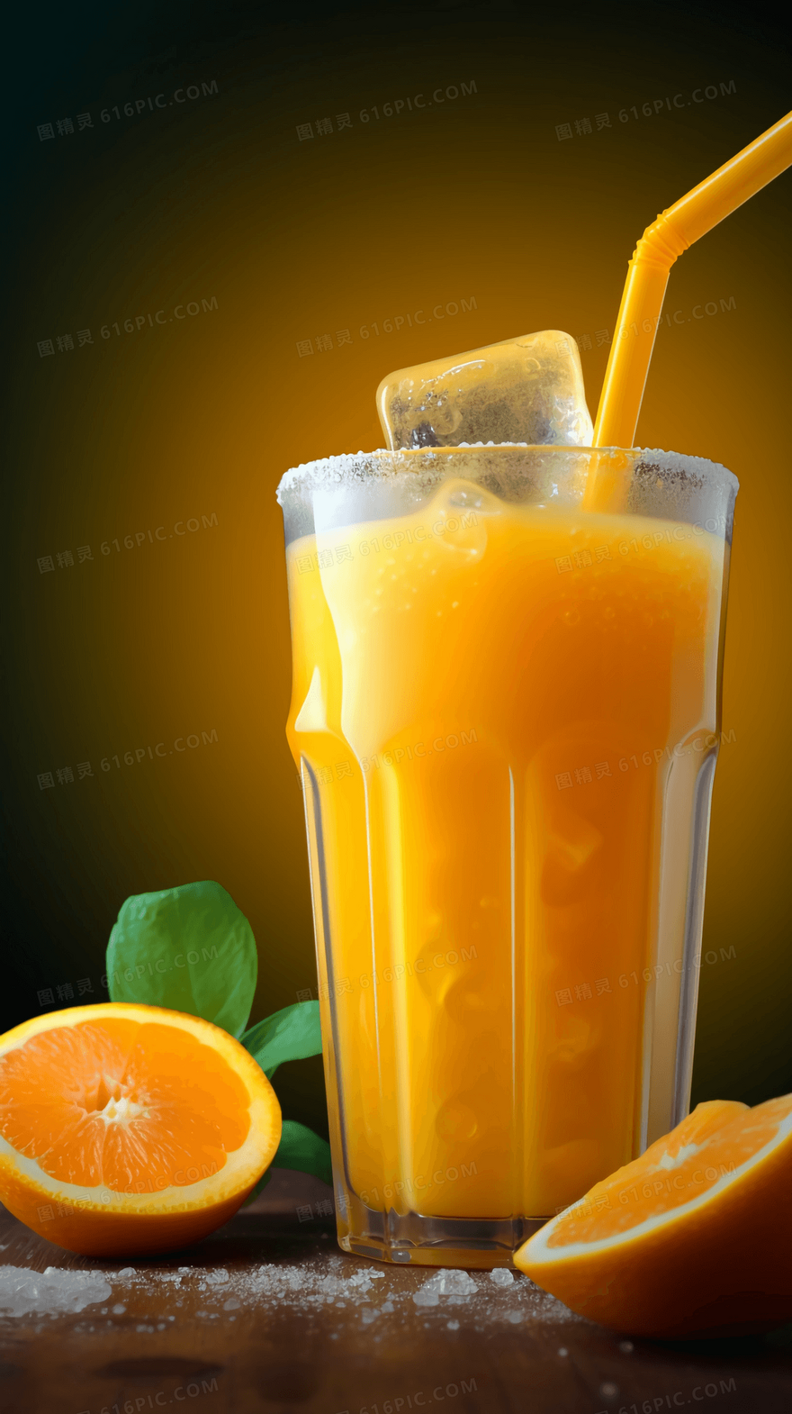 一杯新鲜美味健康饮料鲜榨橙汁