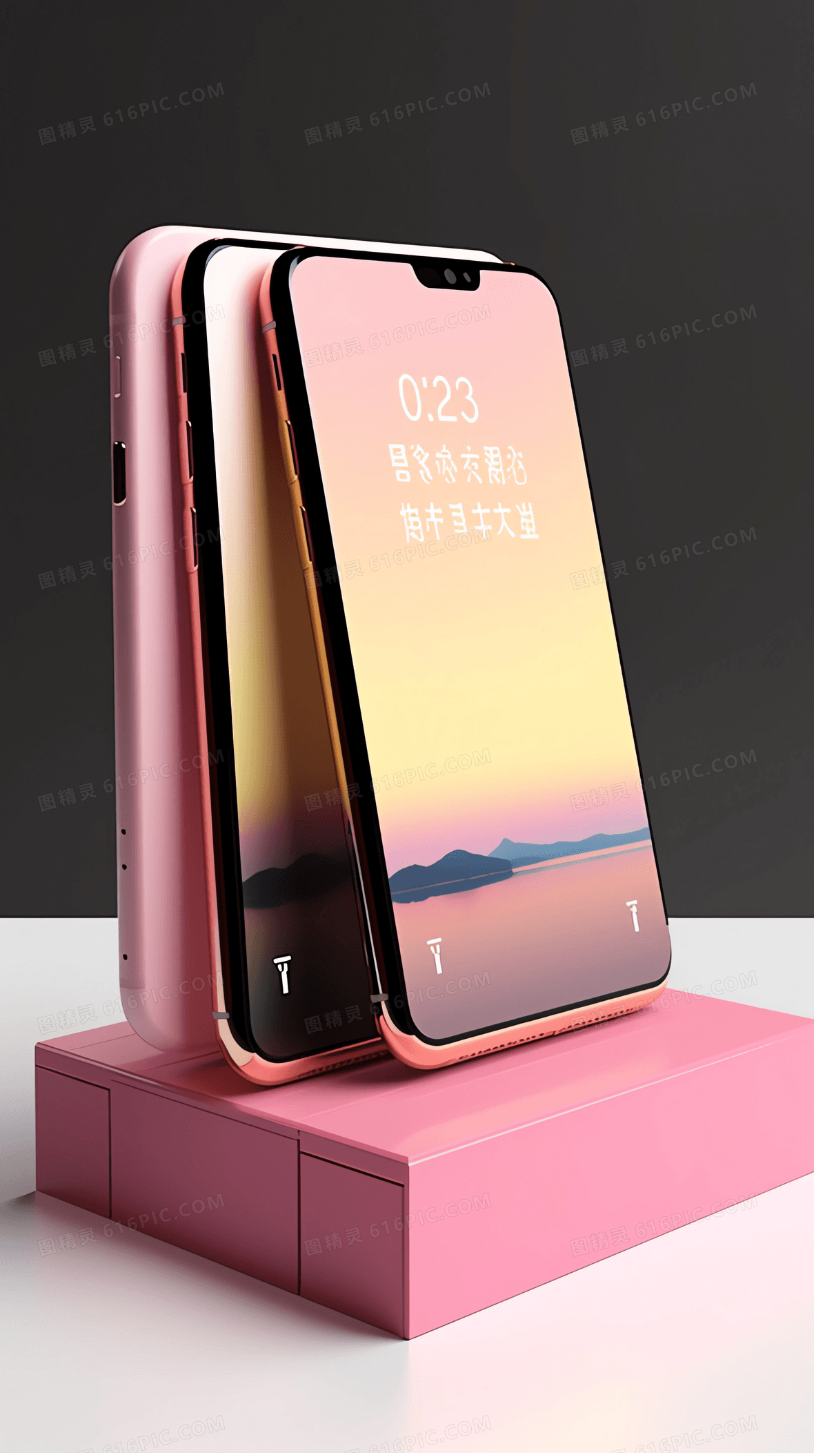 马卡龙唯美色调可爱手机展示模型