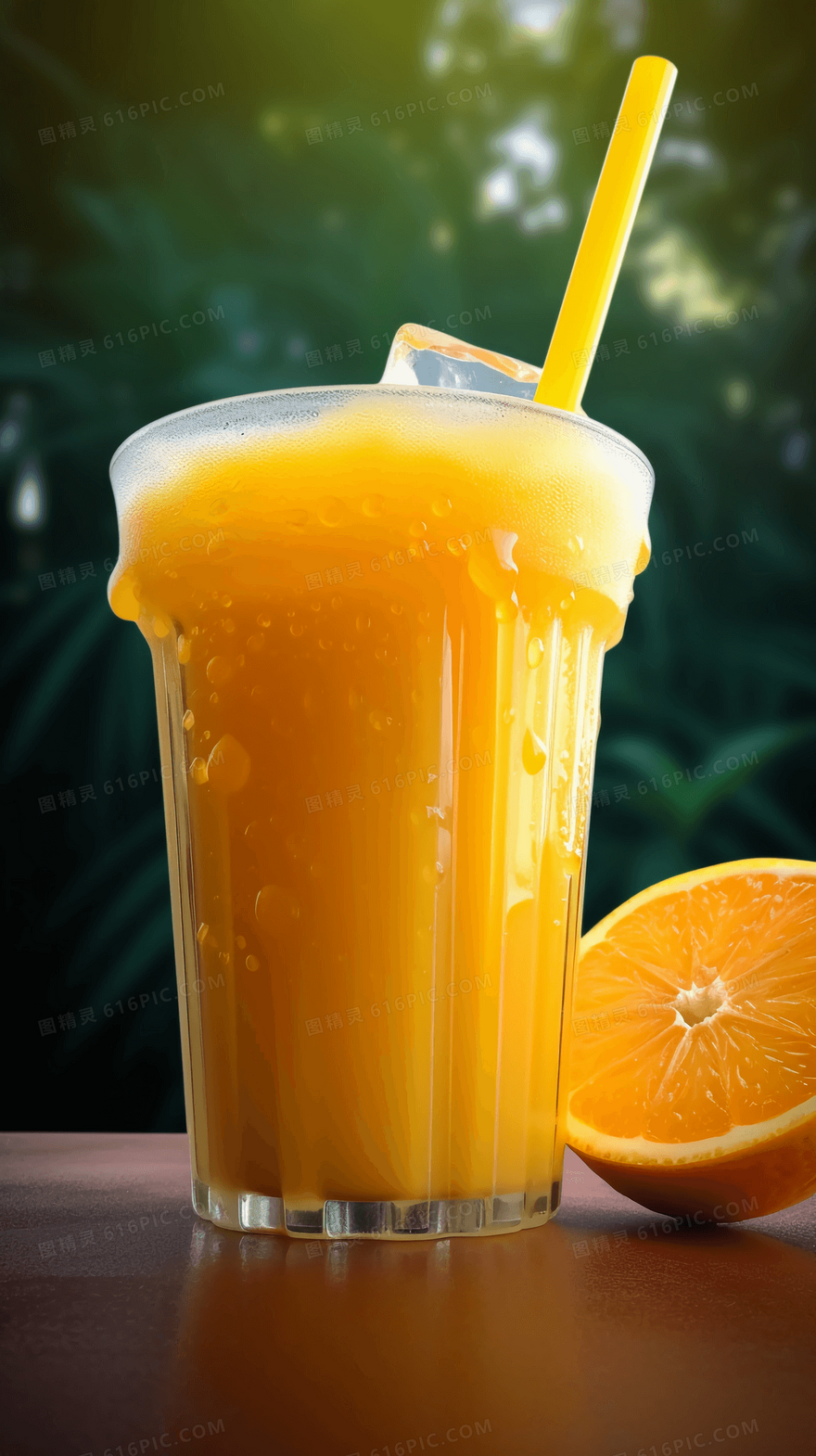 一杯冰爽的鲜榨橙汁