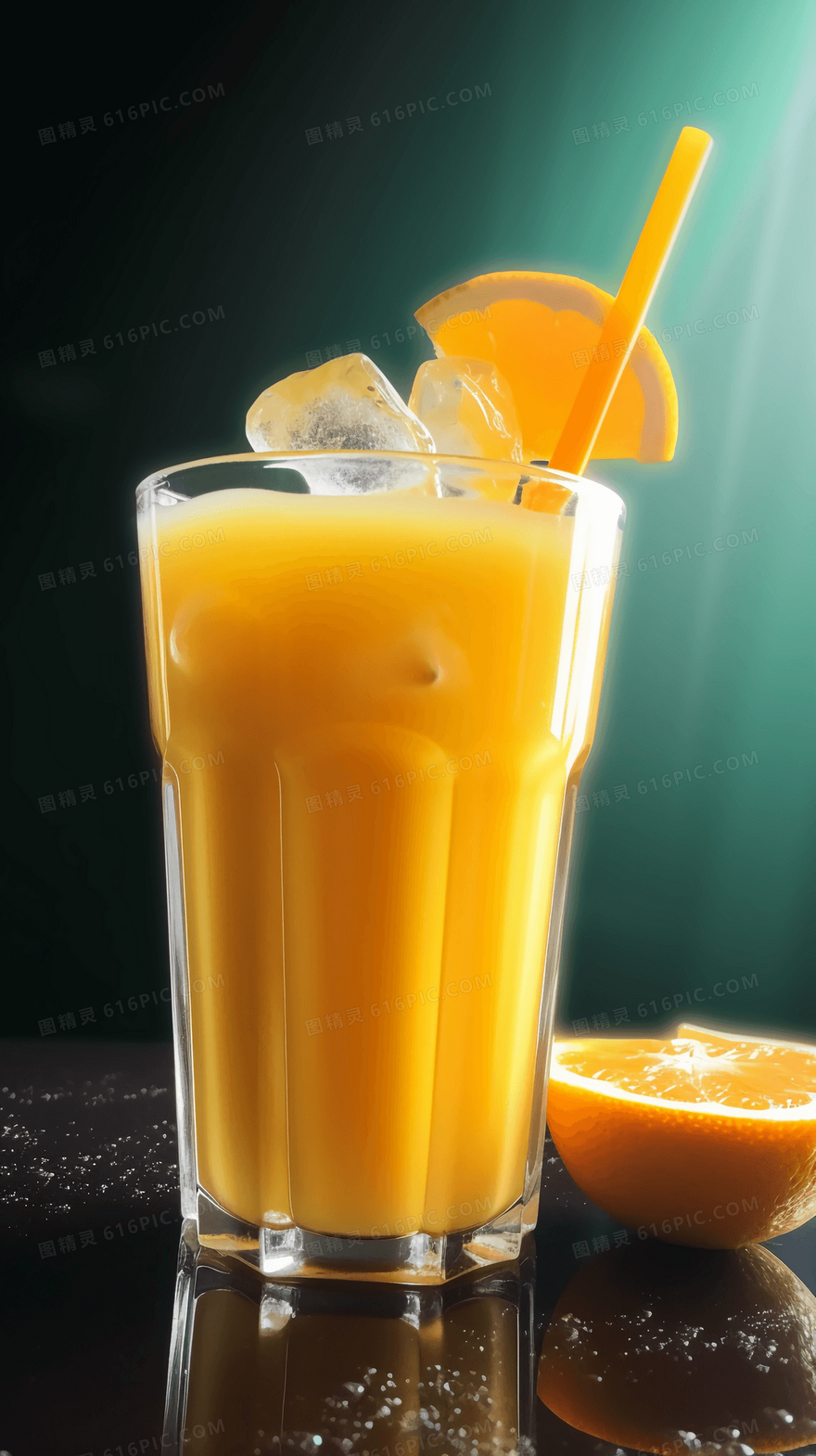 一杯美味的健康饮料鲜榨橙汁