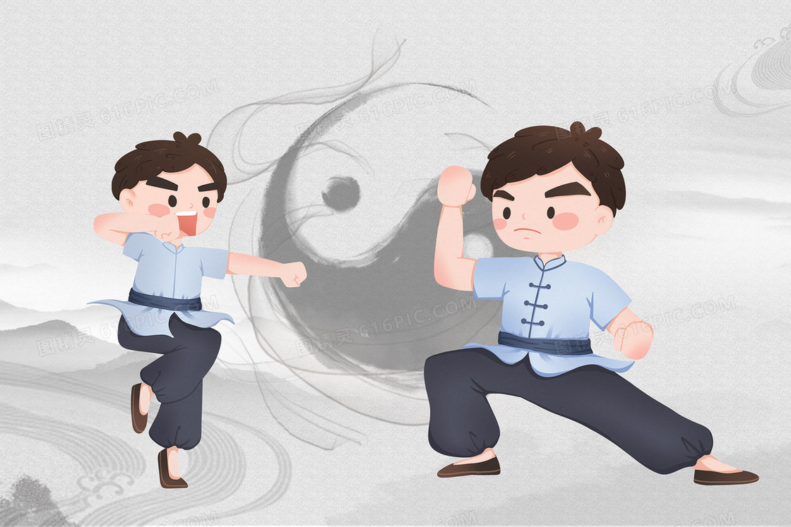 太极养生宣传锻炼插画