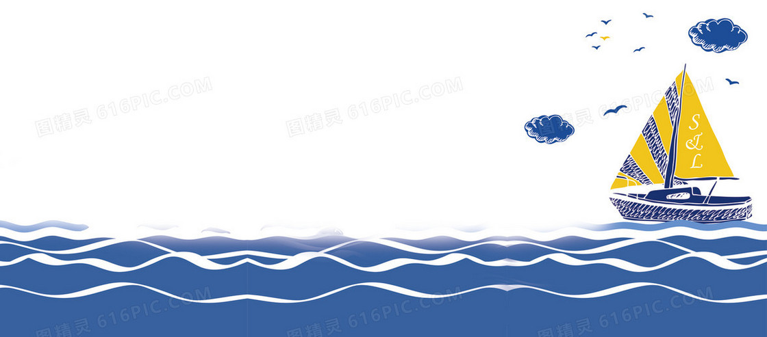 卡通帆船背景banner