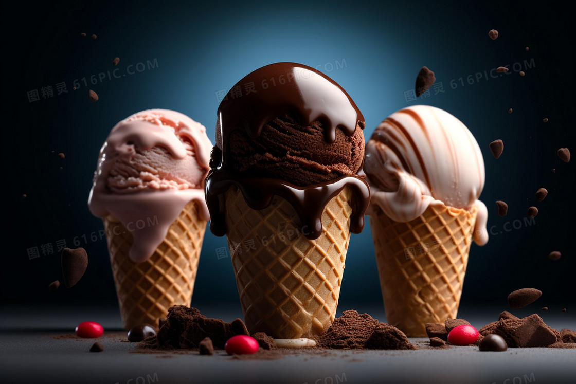 散发着浓郁巧克力味的冰淇淋甜筒
