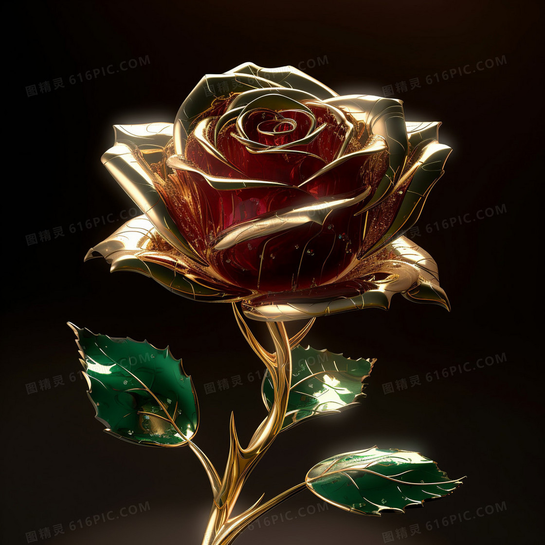 金光灿烂的宝石玫瑰花