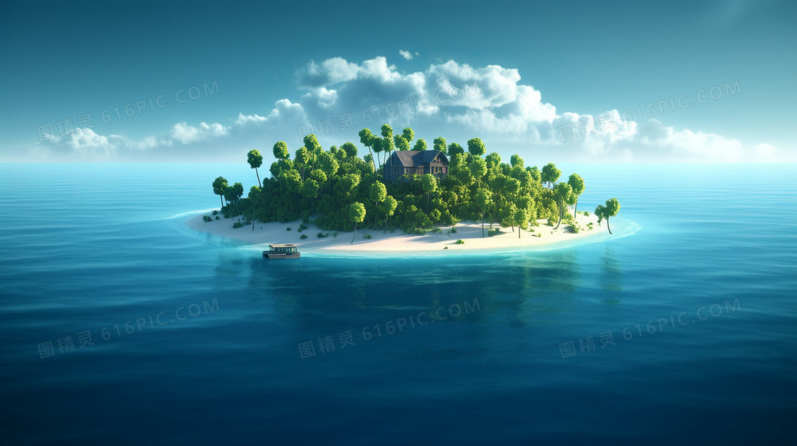 被蓝色海洋包裹的度假岛屿