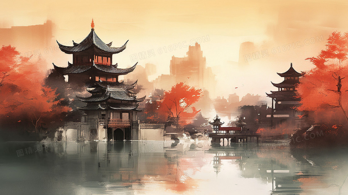 中国风亭台楼宇古代建筑
