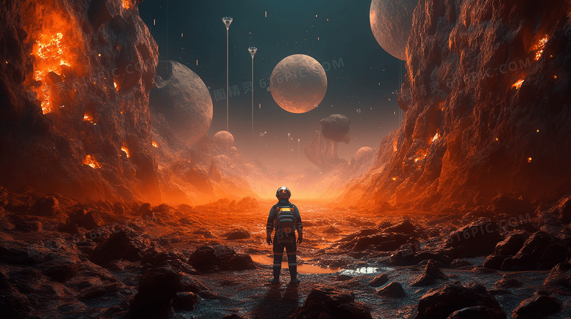 科技科幻宇宙星球探索插画