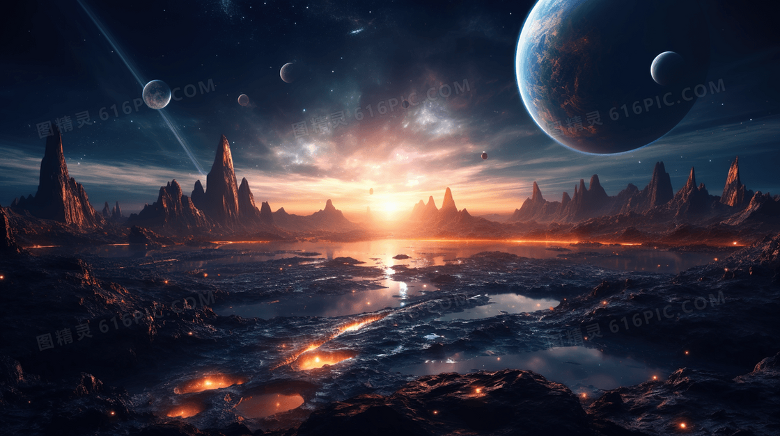 科技科幻宇宙星球探索插画