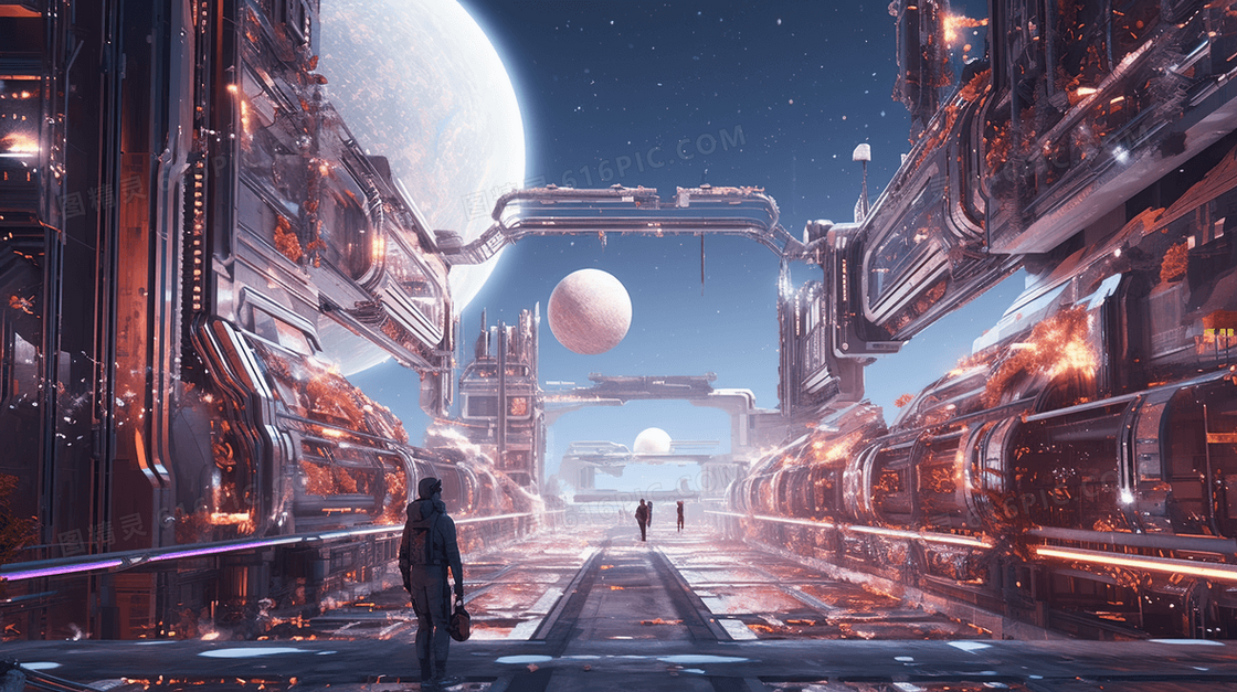 科技科幻宇宙星球探索插画