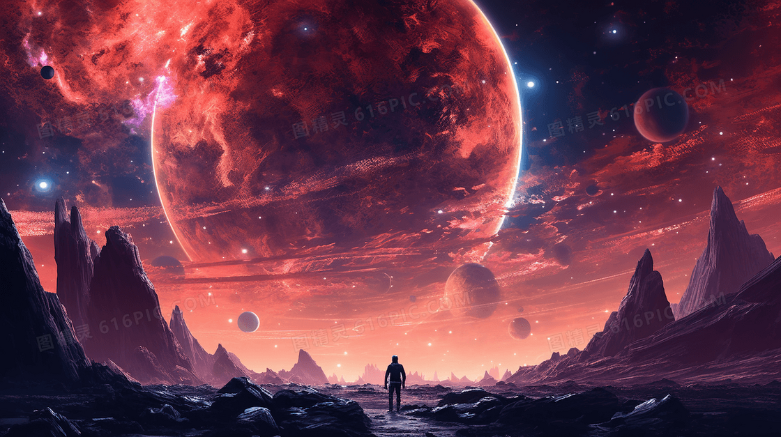 科技科幻宇宙星球探索插画