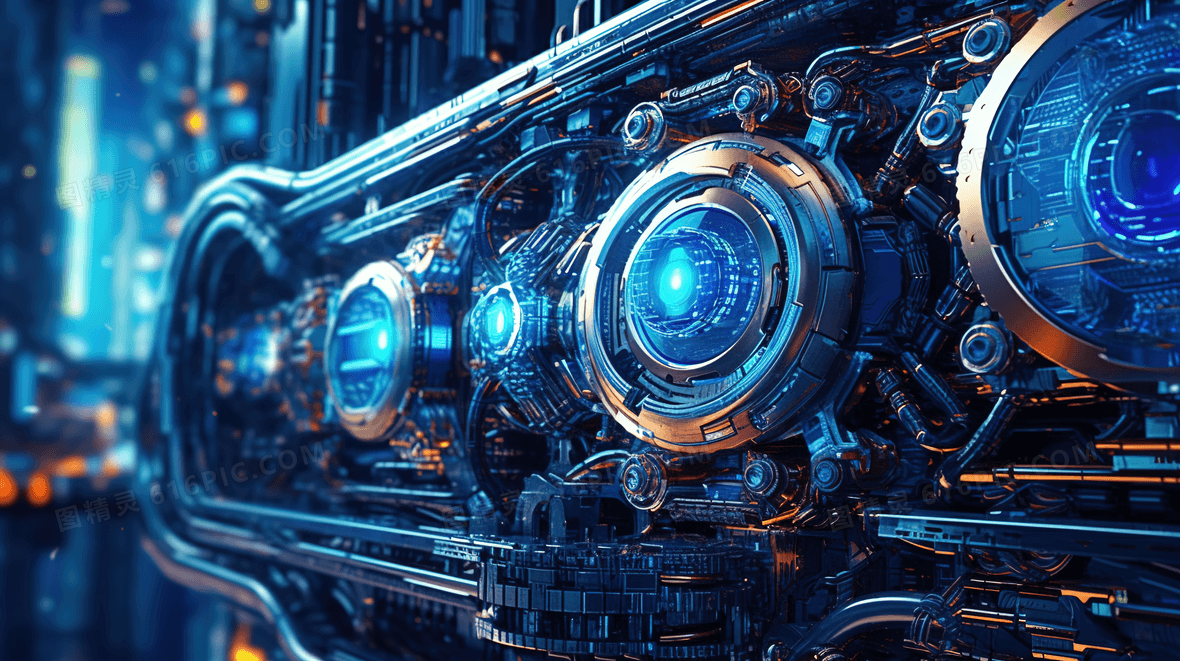 科技科幻智能化机械工业设备齿轮特写插画