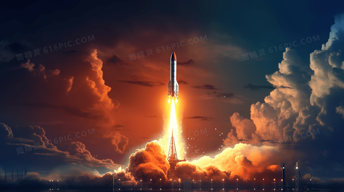 科技宇宙飞船发射插画