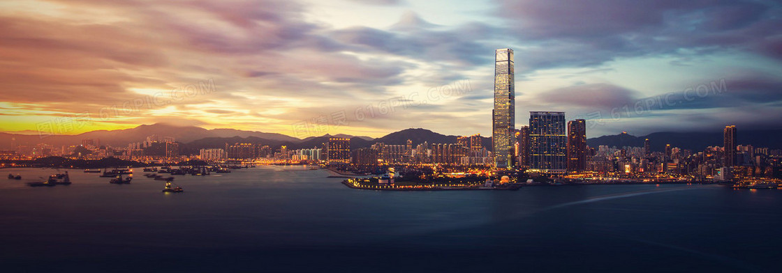 欧美城市夜景banner素材