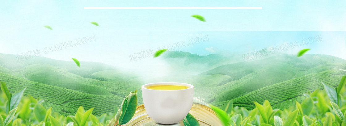 夏日清新茶叶背景banner