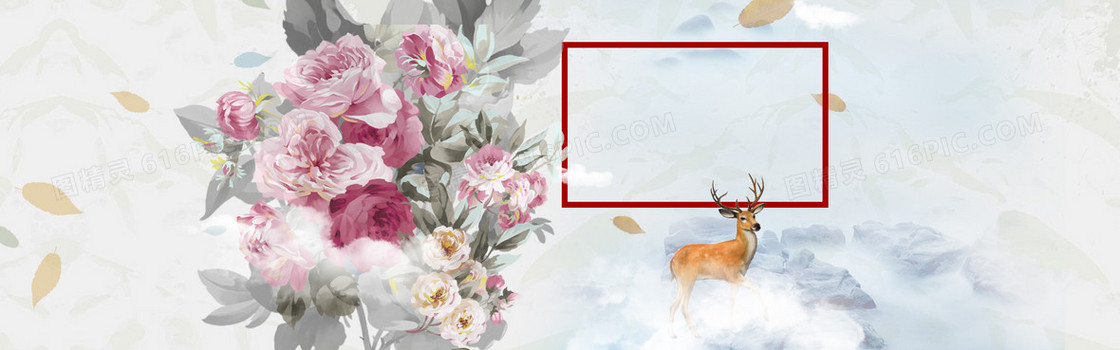 家居家纺牡丹花纹中国风背景banner