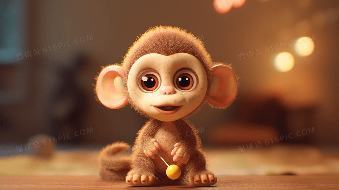 可爱卡通3D立体小猴子玩偶