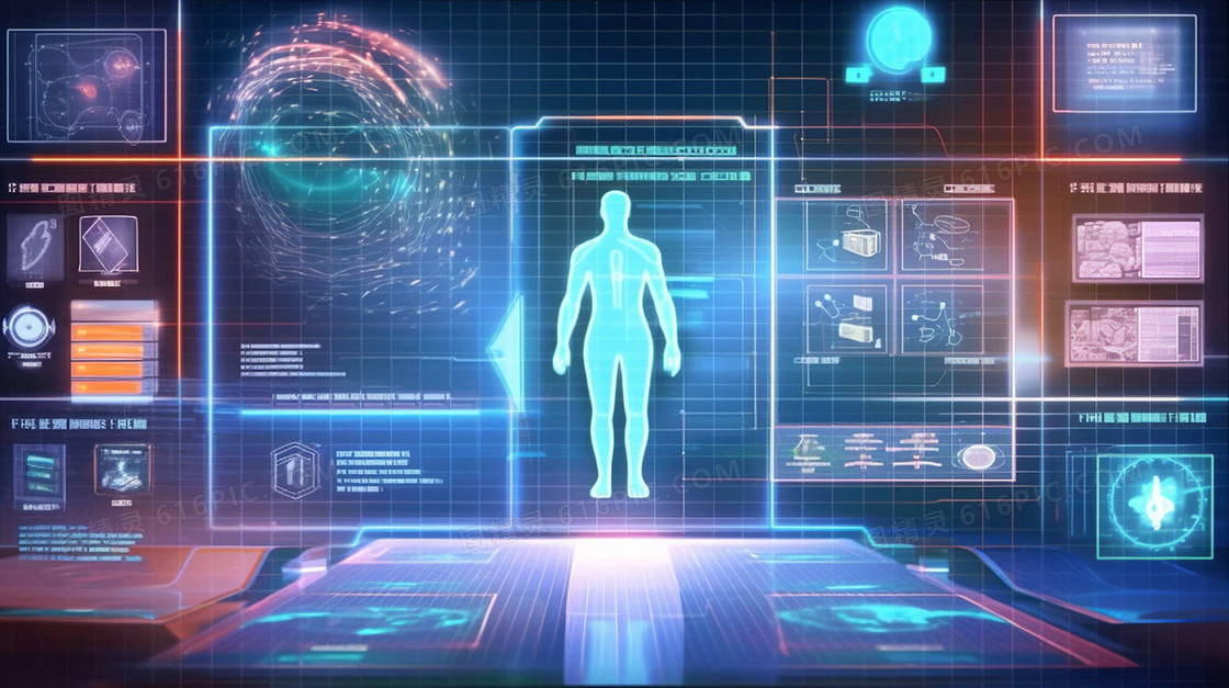 科技虚拟人体结构信息图虚拟显示屏幕