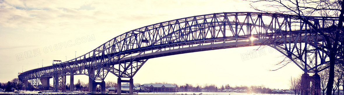 欧美铁桥banner创意设计