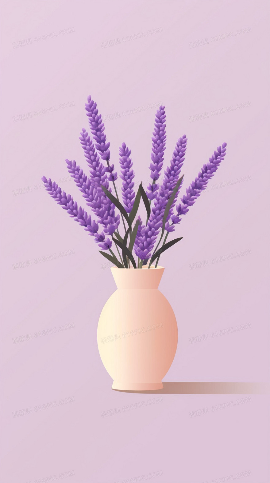 简单薰衣草盆景插画 